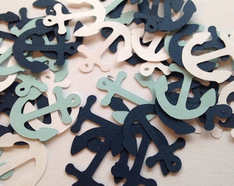 100 Light Blue White Navy Anchor Confetti, Nautical Baby Shower, Nautical Theme, Nautical Confetti, Anchor Decor, Nautical Wedding