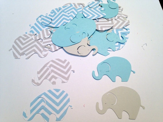 Large Blue Gray Chevron Elephant - Elephant Cut Out - Elephant Baby Shower - Elephant Die Cut - Elephant Cupcake Topper - Blue Elephant Il_570xn