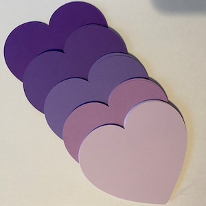 30 Count Purple Heart Cut Outs, Heart Die Cuts, Valentine Confetti, Valentine Cutouts,  Valentine Die Cuts, Wedding Die Cuts, 3 3/4 Inch