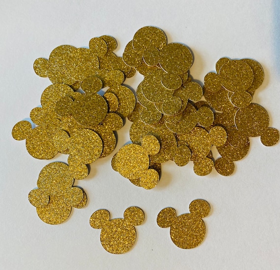 100 Gold Glitter Mickey Mouse Inspired Die Cut Punch Cutout Confetti