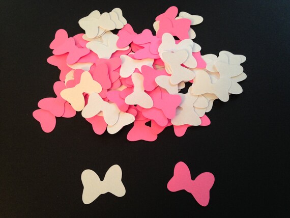 100 Hot Pink White Minnie Mouse Bow Die Cut Punch Cutout Confetti Embellishment Scrapbook Il_570xn