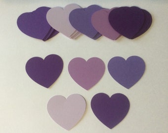 50 Purple Heart Die Cuts Valentine Cutouts 2 Inch Paper Die Cuts