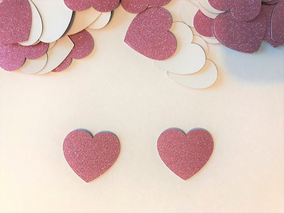 100 Dark Pink Glitter Heart Confetti, Valentine Confetti, Valentine Cutout, Heart Die Cuts, Valentine Party Confetti, Wedding Confetti Il_570xn