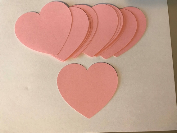 3 3/4 Inch Pink Heart Cut Outs, Heart Die Cuts, Valentine Confetti, Valentine Cutouts, Die Cut Hearts, Wedding Confetti, 24 count Il_570xn