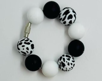 Black Cow Print Cup Charm: Silicone Tumbler Charm