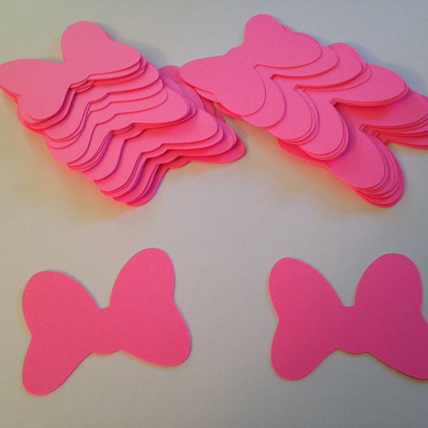 48 Hot Pink Minnie Mouse Bow Die Cut Cutout Confetti Embellishment Scrapbook