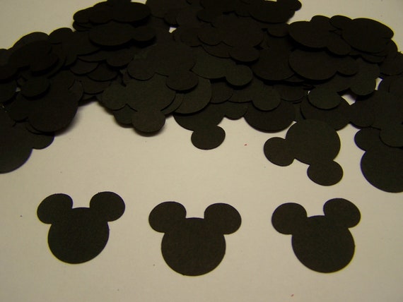 100 Black Mickey Mouse Die Cut Punch Cutout Confetti Embellishment Scrapbook Il_570xn