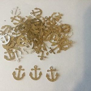 Gold Anchor Confetti Nautical Baby Shower Die Cut Anchor Cut out Embellishment Table Scatter 100 Pieces