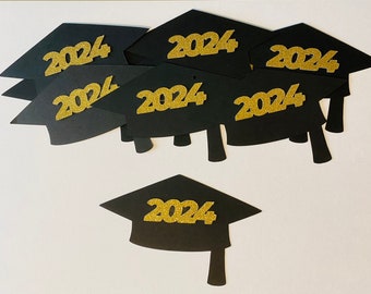 4 Inch Graduation Cap Die Cuts, Graduation Cap Cut Out, Graduation Confetti, Graduation Scrapbook, Graduation Party Class of 2024 Gold