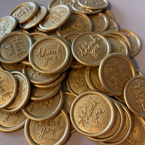 Thank You Wax Seals Thank You Card Seals Gold Self Adhesive Wax Seal Peel and Stick Seal 10 Count