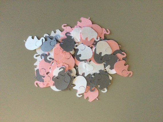 Elephant Baby Shower Confetti Pink Gray White Elephant Elephant Cut Out Elephant Theme Elephant Birthday Elephant Die Cut Il_570xn