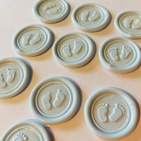 Baby Feet Self Adhesive Wax Seal, Pastel Blue Wax Seal, Baby Shower, Baby Announcement, Wax Stamp, Sealing Wax, Wax Seal Stamp Envelope Seal