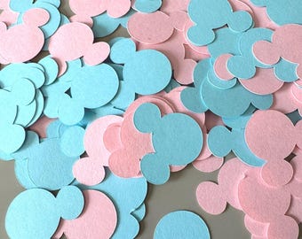 100 Pink Blue Mickey Mouse Confetti Gender Reveal Cutout Die Cut Birthday Confetti Baby Shower