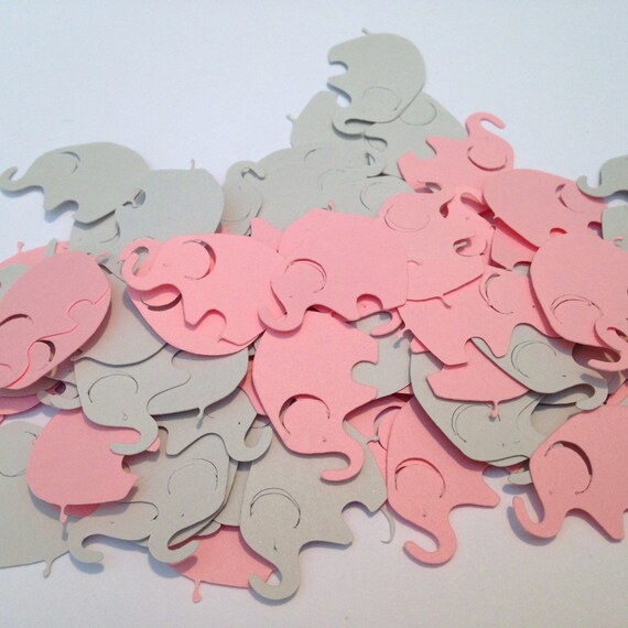 24 Light Gray Pink Blue Elephant Cutout 3 3//4 Inch Elephant Cut Outs Large Elephant Diecut Elephant Baby Shower Elephant Theme Gender Reveal Party