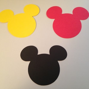30 Large 3 inch Black Red Yellow Mickey Mouse Die Cut Punch Cutout Cupcake Topper Embellishment Scrapbook