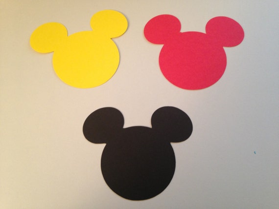 30 Large 3 inch Black Red Yellow Mickey Mouse Die Cut Punch Cutout Cupcake Topper Embellishment Scrapbook Il_570xn