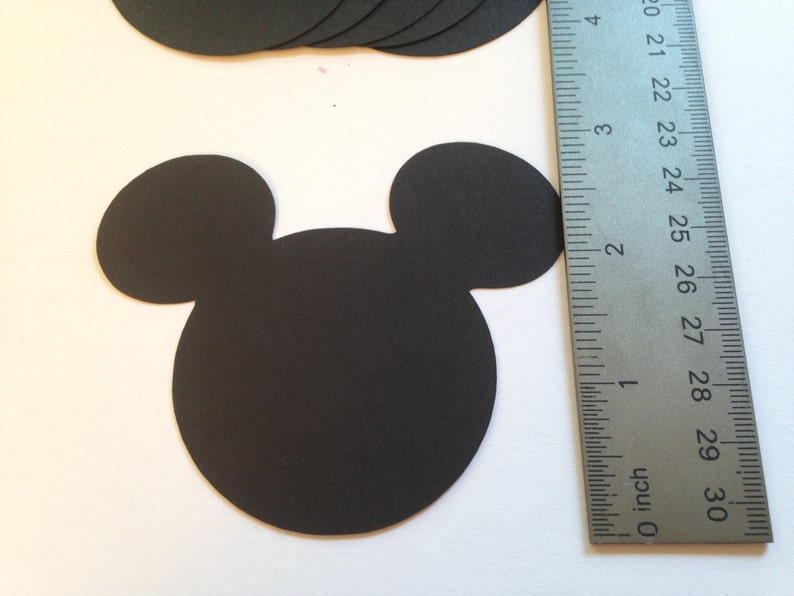 30 Large 3 inch Black Mickey Mouse Die Cut Punch Cutout Cupcake Topper Embellishment Scrapbook image 3