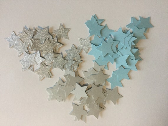 100 Twinkle Little Star, Blue Silver Glitter Confetti,Baby Shower Confetti, Wedding Confetti, Bridal Shower, First Birthday Decor, Scatter Il_570xn