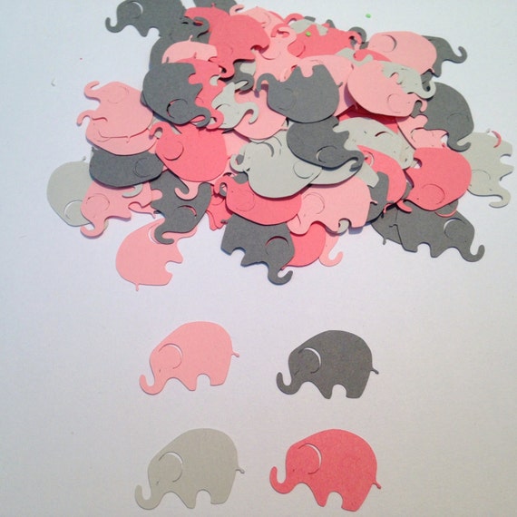 Elephant Baby Shower, Pink Gray Elephant, Elephant Confetti, Elephant Cut Out, Elephant Die Cut, Elephant Theme, Girl Baby Shower Il_570xn