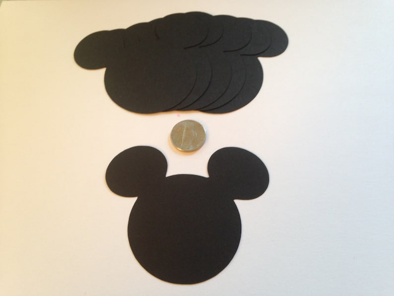 30 Large 3 inch Black Mickey Mouse Die Cut Punch Cutout Cupcake Topper Embellishment Scrapbook image 1