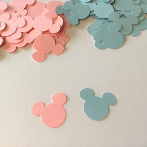 100 Pink Blue Mickey Mouse Confetti Gender Reveal Cutout Die Cut Birthday Confetti Baby Shower