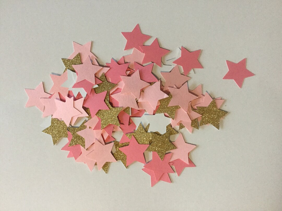 100 Twinkle Little Star, Pink Gold Glitter Confetti, Baby Shower
