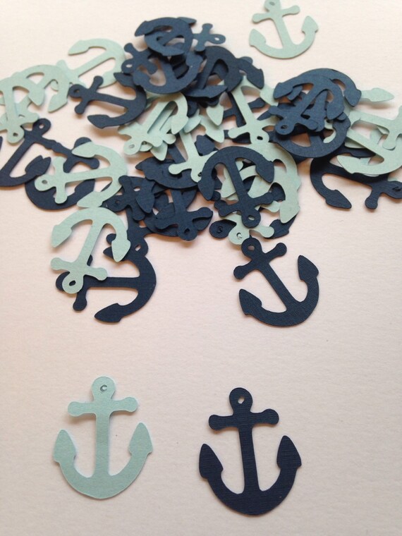 Anchor Confetti Nautical Baby Shower Die Cut Anchor Cutout Embellishment Table Scatter 100 Navy Blue Light Blue Il_570xn