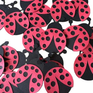20 Ladybug Die Cuts, Red Black Ladybug Cutouts, Classroom Decor, Spring Bulletin Board, Bug Party Decorations, Scrapbook Embellishments
