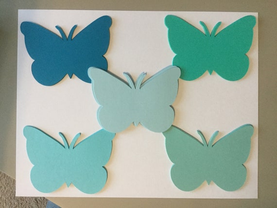 25 Shades of Blue Green 3x4 Inch Paper Butterfly Die cuts Cutout Confetti Embellishments Scrapbooking Il_570xn