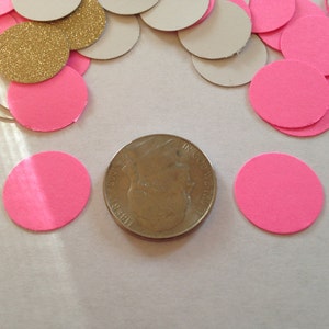 200 Hot Pink Gold Confetti, Valentine, Baby Shower Confetti, Wedding, Bridal Shower, Circle Confetti, Birthday Party, Gold Pink Confetti image 4