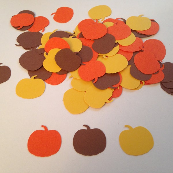 100 Orange Brown Yellow Pumpkin Confetti Autumn Fall Cut outs  Thanksgiving Confetti Pumpkin Cutouts Pumpkin Die cuts Fall Confetti