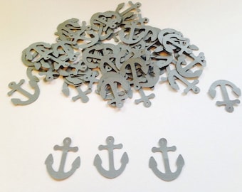 100 Gray Anchor  Confetti Nautical Die Cut Cutout Embellishment Table Scatter
