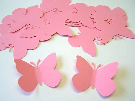 50 Dark Pink Paper Butterfly Punch Die cuts Cutout Punch Confetti Embellishments Scrapbooking Il_570xn
