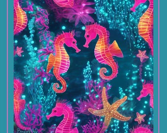 Summer Seahorse Mahjong Mat – Coastal Glow Collection