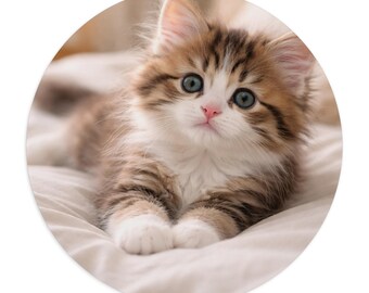 Alfombrilla de ratón con ilustración de gato | Adorable ilustración de gato, accesorio de escritorio