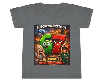 Camiseta infantil con póster de terror de dibujos animados del número 7 | Personajes de Scared 6 y 7