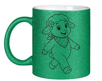 Taza Lotti Glitter | Taza de oveja con efecto purpurina | Regalo de granja para amantes de los animales | Taza de café de 330 ml