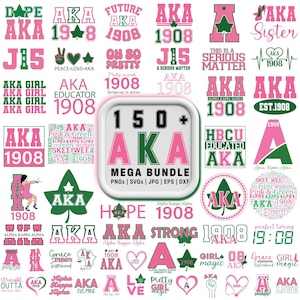 Alpha kappa alpha PNG SVG Bundle, Aka Svg, Aka Gifts, Sisterhood PNG, Pink and green svg bundle, Clipart Bundle for Sublimation, Instant