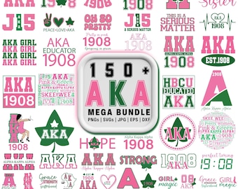 Paquete PNG SVG de Alpha Kappa Alpha, Aka Svg, Regalos Aka, Hermandad PNG, Paquete SVG rosa y verde, Paquete de imágenes prediseñadas para sublimación, Instantáneo
