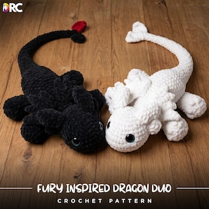 Baby Fury Dragon Crochet Pattern Bundle | Toothless, Dart & Pouncer Amigurumi PDF | Beginner Easy Crochet Pattern | Plushie Toy Tutorial
