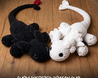 Paquete de patrones de ganchillo del dragón Baby Fury / Amigurumi en PDF de Toothless, Dart y Pouncer / Patrón de ganchillo fácil para principiantes / Tutorial de juguete de peluche