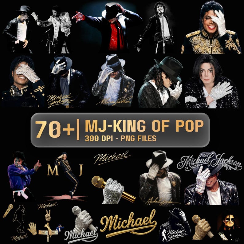 70+ King of Pop PNG Bundle, Michael Jackson Inspired Art, 80s Music ...