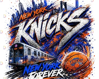 Imagen PNG de baloncesto de Nueva York, gráfico retro de Jalen Brunson de los 90, sublimación azul y naranja, descarga digital de la camiseta del MSG para el día del partido.