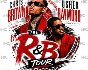 Chris Brown Usher The R&B Tour PNG Digital Download, 90s Vintage Bootleg Rap Tee Design, Retro Hip Hop Graphic, Sublimation DTF