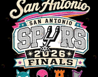 Finales de los San Antonio Spurs 2026 PNG, Gráfico retro Fiesta Wembanyama Castillo Harper, Camiseta vintage de baloncesto sublimada para el día del partido (descarga)