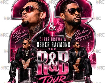 Chris Brown Usher Raymond PNG, The R And B Tour PNG, 90s Bootleg Rap Tee Design, Retro Hip Hop Graphic For T-shirts,  Digital Download
