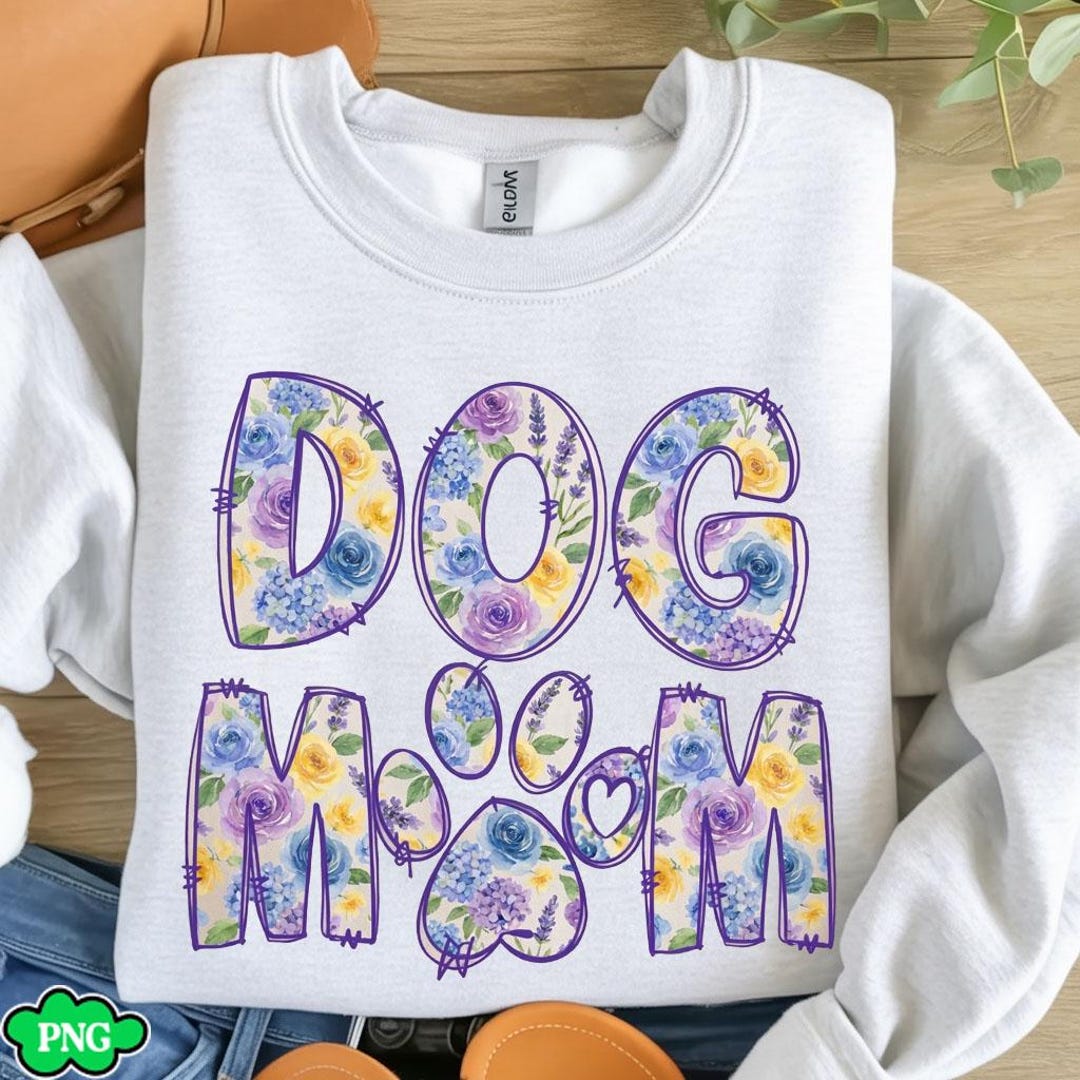 Floral Dog Mom PNG, Paw Print Flower Design, Sublimation Art (digital ...