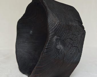 Ciotola in legno Japandi nera – Contorno | Yakisugi fatto a mano, pezzo unico in pino | Decorazione Wabi-Sabi | Regalo minimalista | Fruttiera