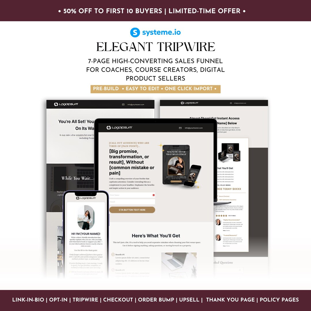 Systeme.io Tripwire Sales Funnel Template, Highconverting Sales Funnel