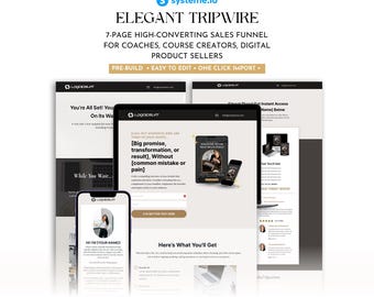 Plantilla de embudo de ventas Tripwire de Systeme.io, página de destino de embudo de ventas de alta conversión para coaches y creadores digitales, importación con un solo clic